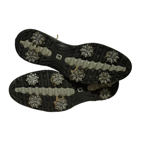 FootJoy Saddle Golf Shoes White Brown Men's Size 9.5 Leather Spiked 93914 - Picture 9 of 9